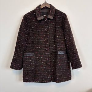 NEW Korean Designer Etranger 100% Wool Coat Jacket Dark Brown